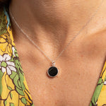 Black Obsidian 925 Sterling Silver Round Disc Pendant Necklaces Soul & Little Rose   