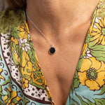 Black Obsidian 925 Sterling Silver Round Disc Pendant Necklaces Soul & Little Rose   