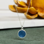 Sterling Silver Round Pendant Blue Opal Necklace Necklaces Soul & Little Rose   