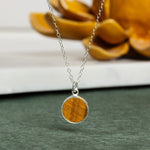 Tiger's Eye 925 Sterling Silver Round Disc Pendant on Cable Chain Necklaces Soul & Little Rose   