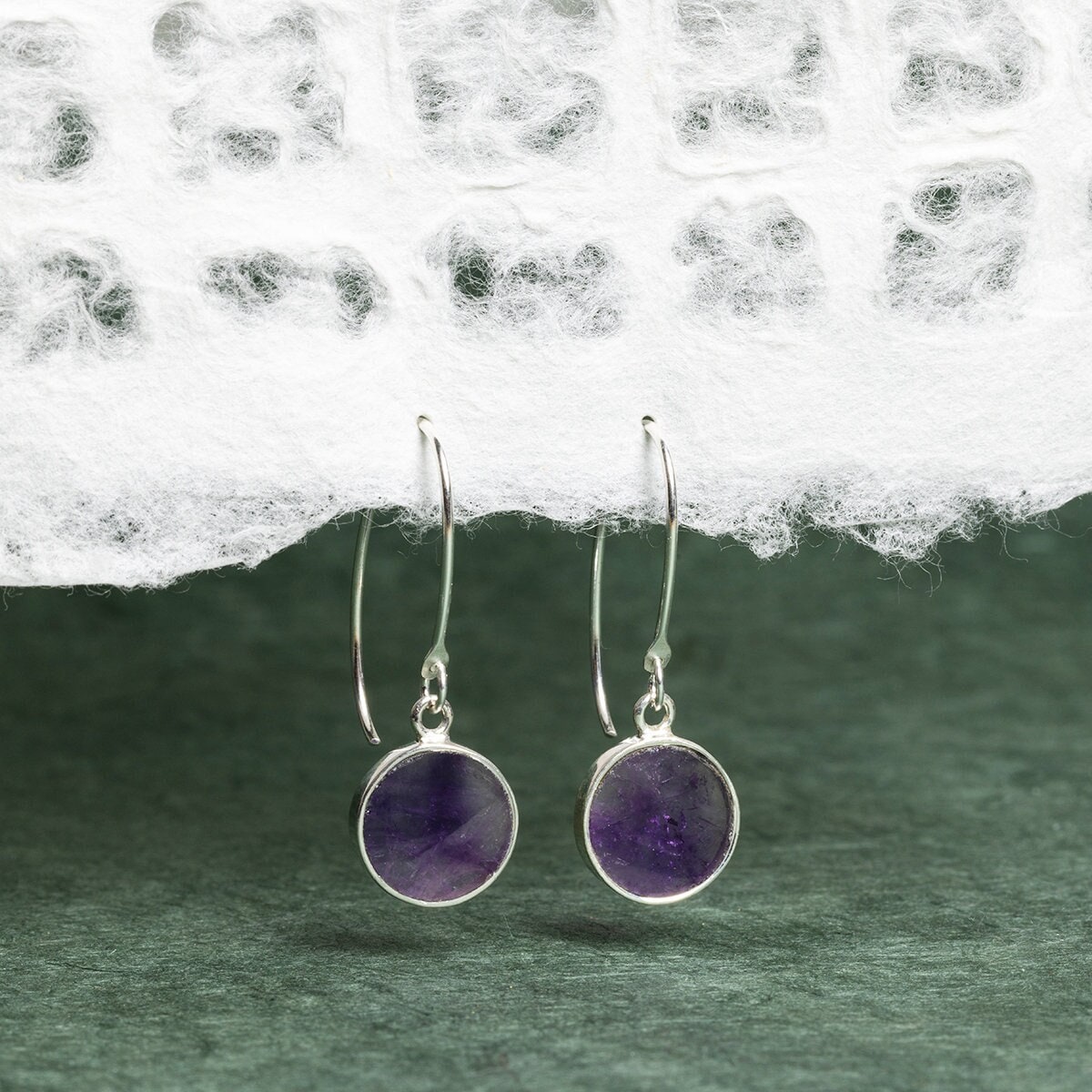 Amethyst 925 Sterling Silver long circle drop earrings Earrings Soul & Little Rose   