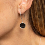 Black Obsidian 925 Sterling Silver long circle drop earrings Earrings Soul & Little Rose   