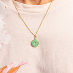 Chrysoprase Circle Gold Gemstone Necklace Necklaces Soul & Little Rose   