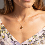 Tiger's Eye 925 Sterling Silver Round Disc Pendant on Cable Chain Necklaces Soul & Little Rose   