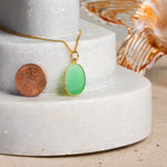 Chrysoprase Gold Oval Pendant 14k Gold Filled Curb Chain Necklace Necklaces Soul & Little Rose   