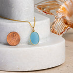 Blue Chalcedony Oval Statement Necklace 14k Gold Filled Curb Chain Necklace Necklaces Soul & Little Rose   