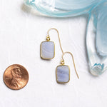 Blue Lace Agate Emerald Cut Gold Drop Earrings Earrings Soul & Little Rose   