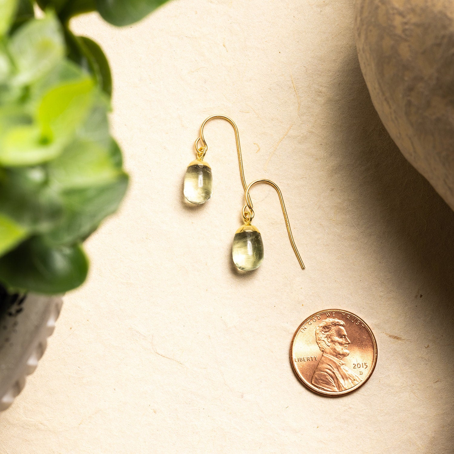 Green Amethyst Gold Drop Earrings 14k Gold Filled Hook Ear Wires Earrings Soul & Little Rose   