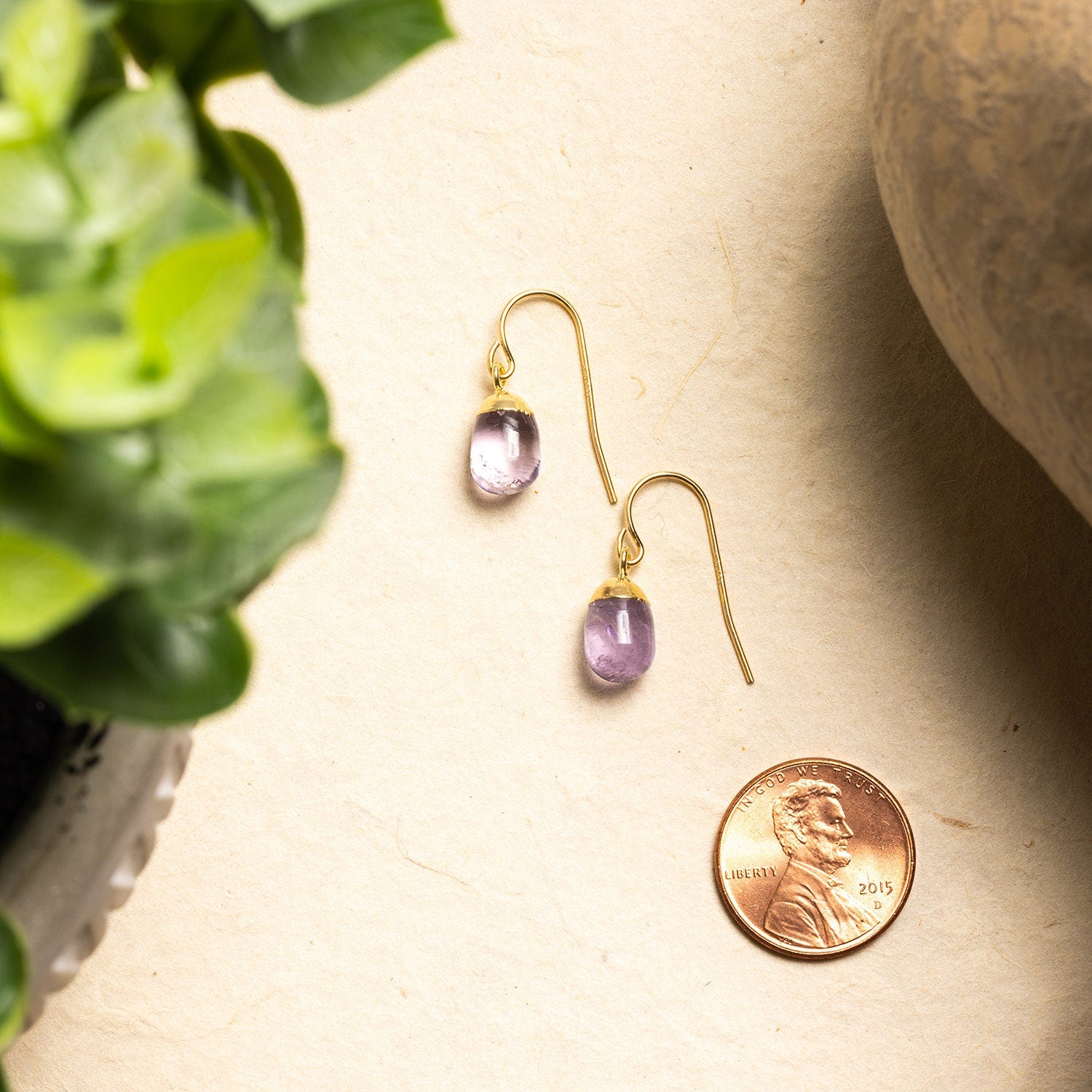 Amethyst Gold Drop Earrings 14k Gold Filled Hook Ear Wires Earrings Soul & Little Rose   