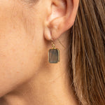 Labradorite Emerald Cut Gold Drop Dangle Earrings Earrings Soul & Little Rose   