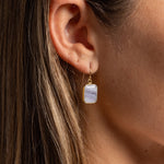 Blue Lace Agate Emerald Cut Gold Drop Earrings Earrings Soul & Little Rose   