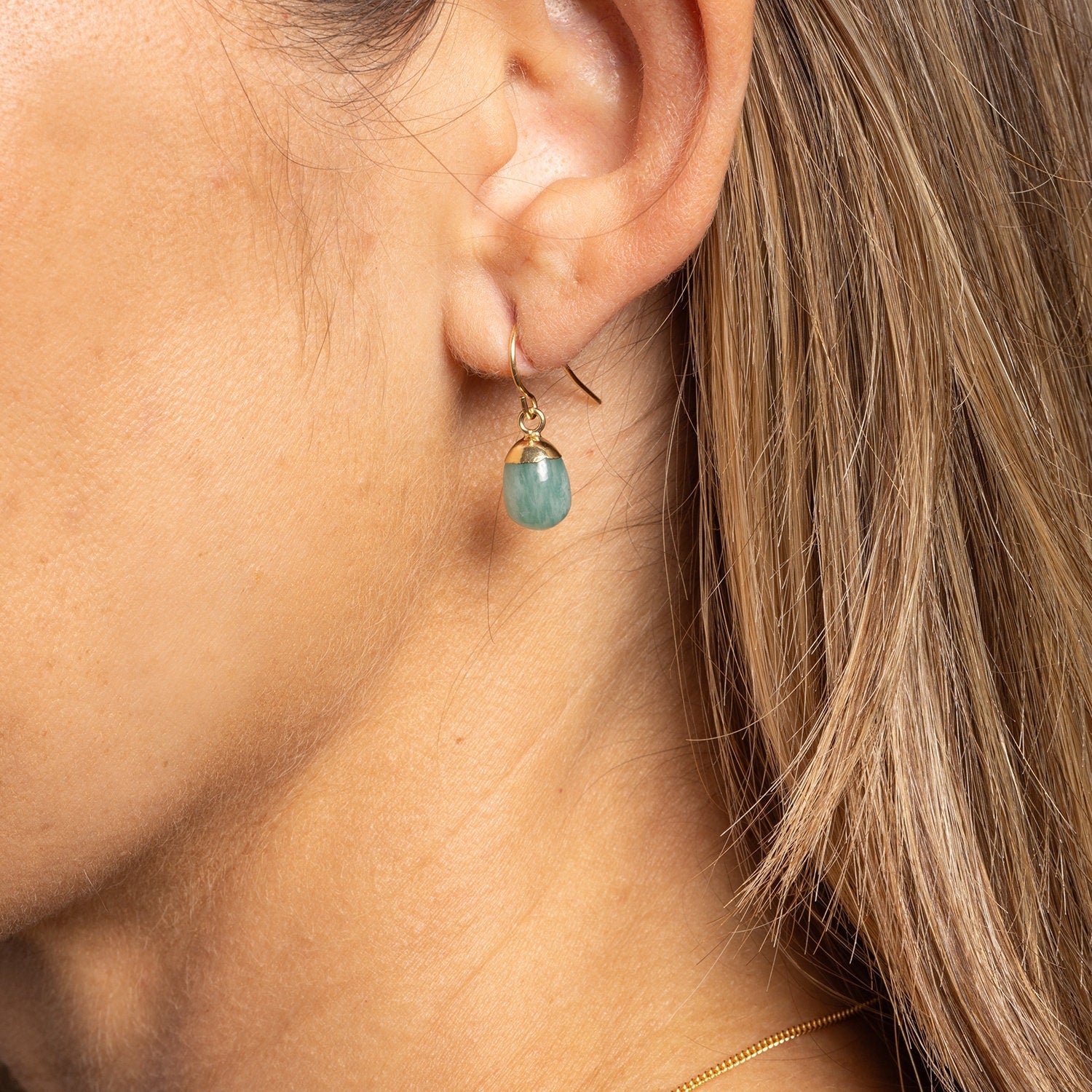 Amazonite Gold Drop Earrings 14k Gold Filled Hook Ear Wire Earrings Soul & Little Rose   