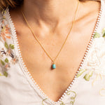 Turquoise Gold Drop Necklace 14k Gold Filled Adjustable Curb Chain Necklaces Soul & Little Rose   