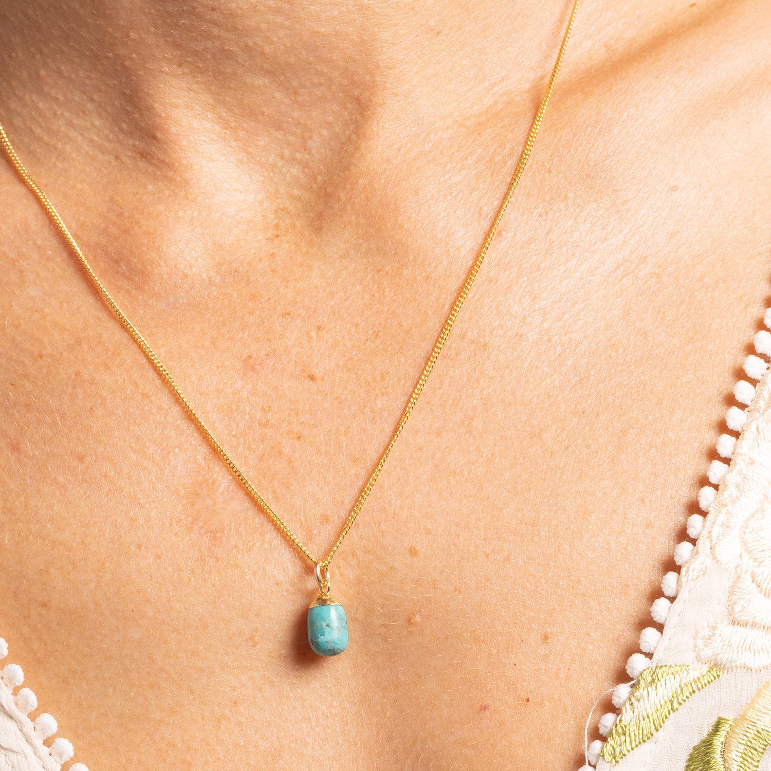 Turquoise Gold Drop Necklace 14k Gold Filled Adjustable Curb Chain Necklaces Soul & Little Rose   