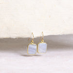 Blue Lace Agate Emerald Cut Gold Drop Earrings Earrings Soul & Little Rose   