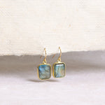 Labradorite Emerald Cut Gold Drop Dangle Earrings Earrings Soul & Little Rose   