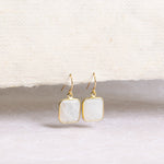 Rainbow Moonstone Emerald Cut Drop Earrings 14k Gold Filled Earwire Earrings Soul & Little Rose   