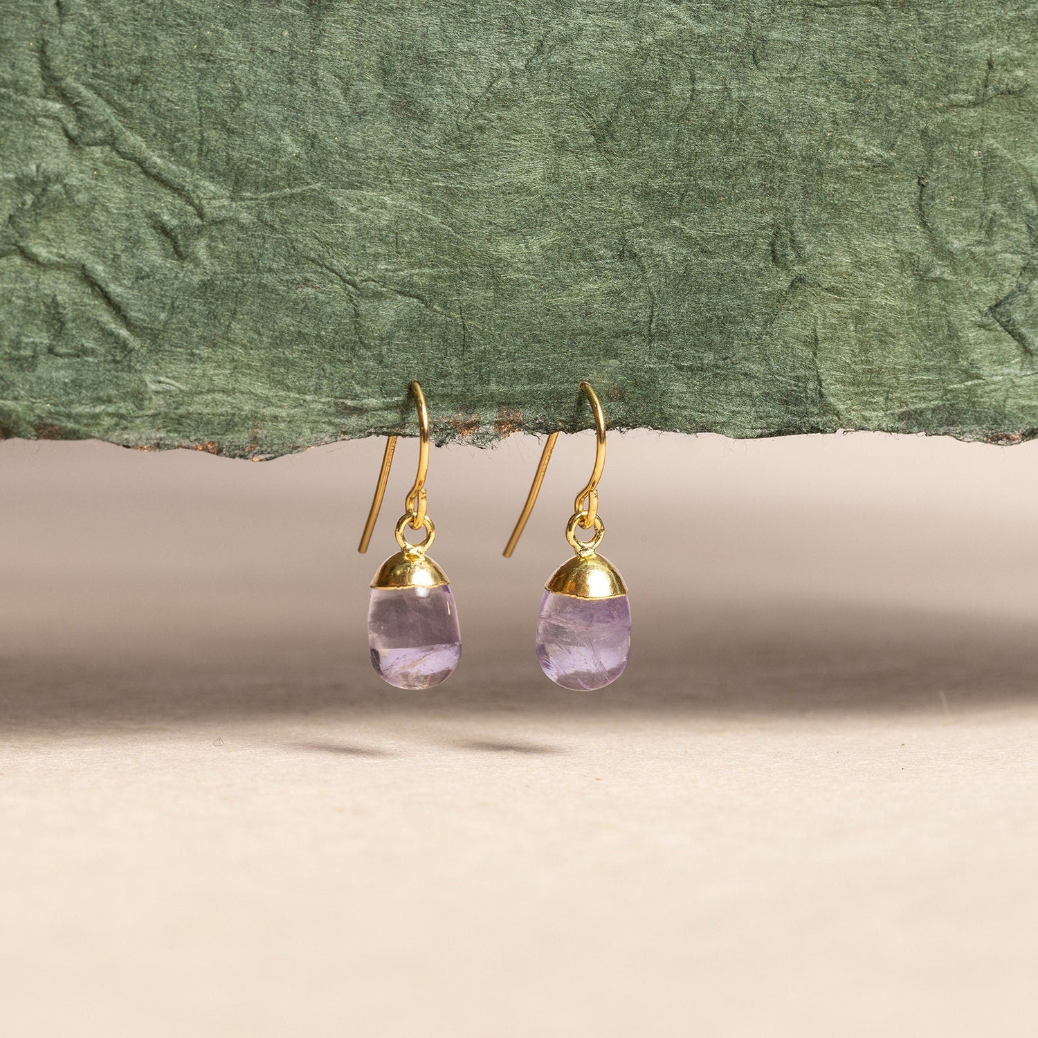 Amethyst Gold Drop Earrings 14k Gold Filled Hook Ear Wires Earrings Soul & Little Rose   