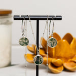 Moss Agate Silver Jewelry Set - Circle Pendant Necklace AND matching dangle earrings Necklace and Earrings Set Soul & Little Rose   