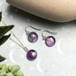 Round Purple Amethyst Earrings and Necklace Set Necklace and Earrings Set Soul & Little Rose   