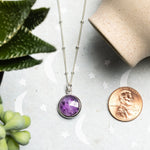 Round Purple Amethyst Earrings and Necklace Set Necklace and Earrings Set Soul & Little Rose   