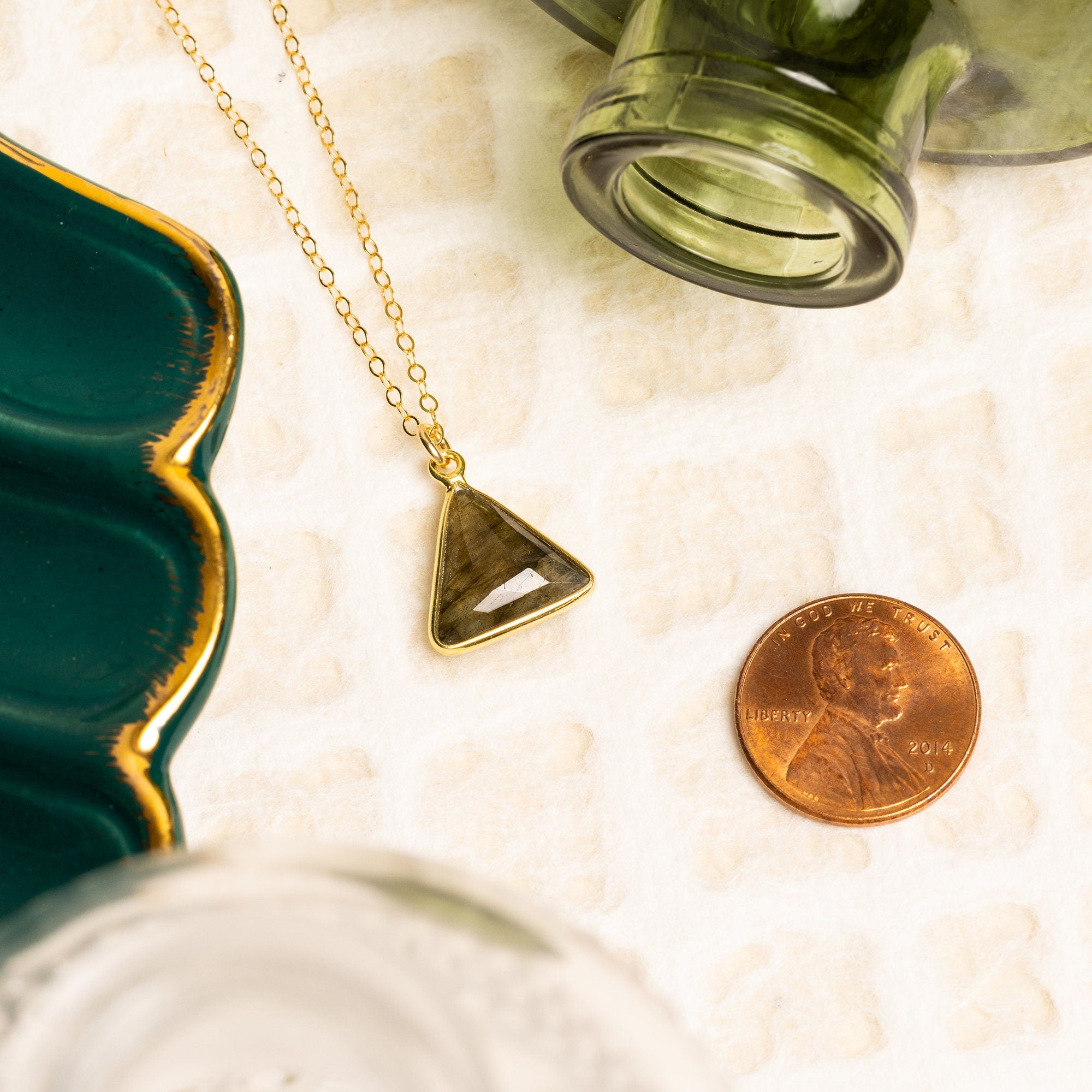 Labradorite Triangle Gemstone Necklace and Earrings SET Necklace and Earrings Set Soul & Little Rose   