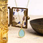 Blue Chalcedony Gold Drop Necklace 14k Gold Filled Chain Necklaces Soul & Little Rose   