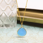 Blue Chalcedony Gold Drop Necklace 14K Gold Filled Chain Necklaces Soul & Little Rose   