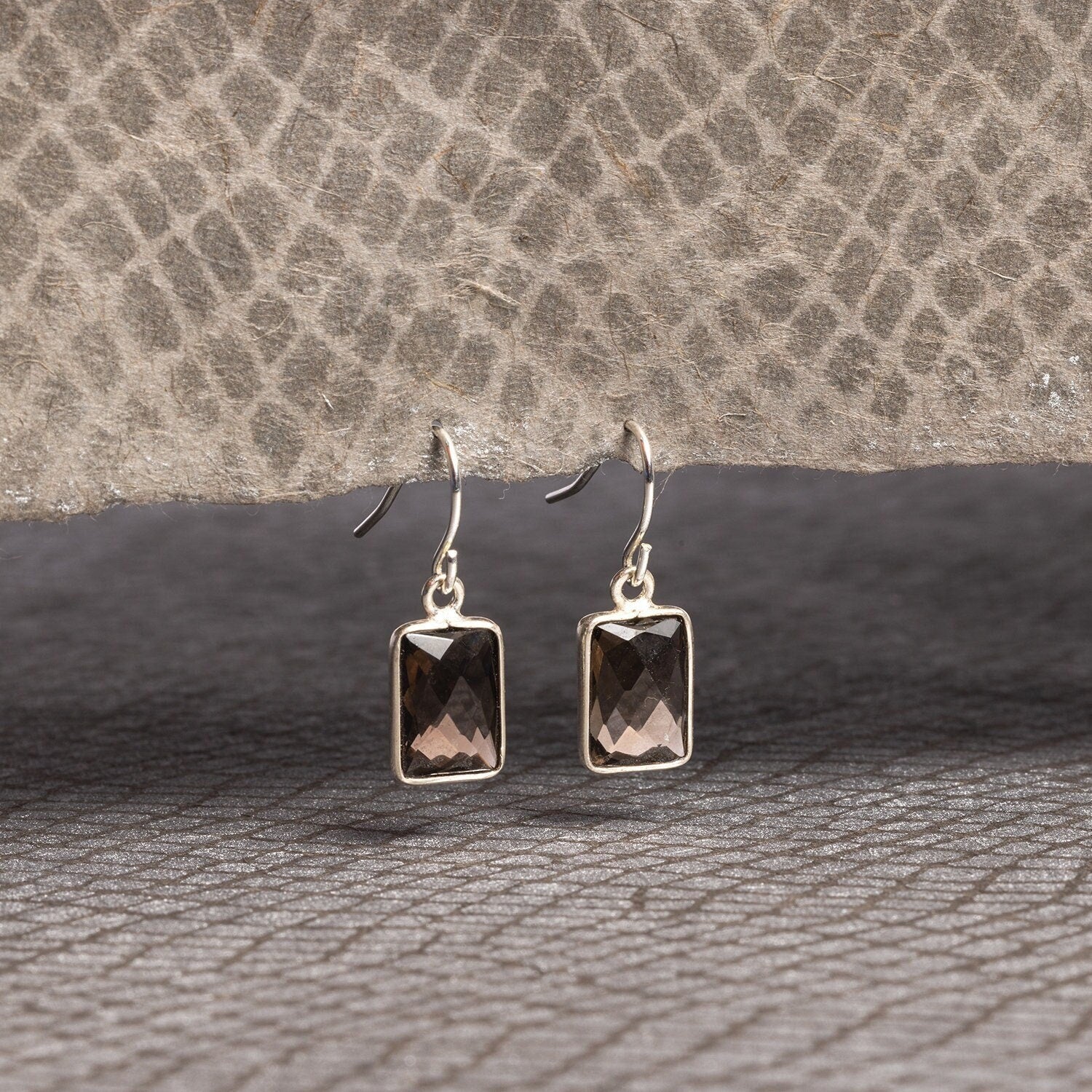 Smoky Quartz Pillow Shape Drop Earrings in 925 Sterling Silver Earrings Soul & Little Rose   