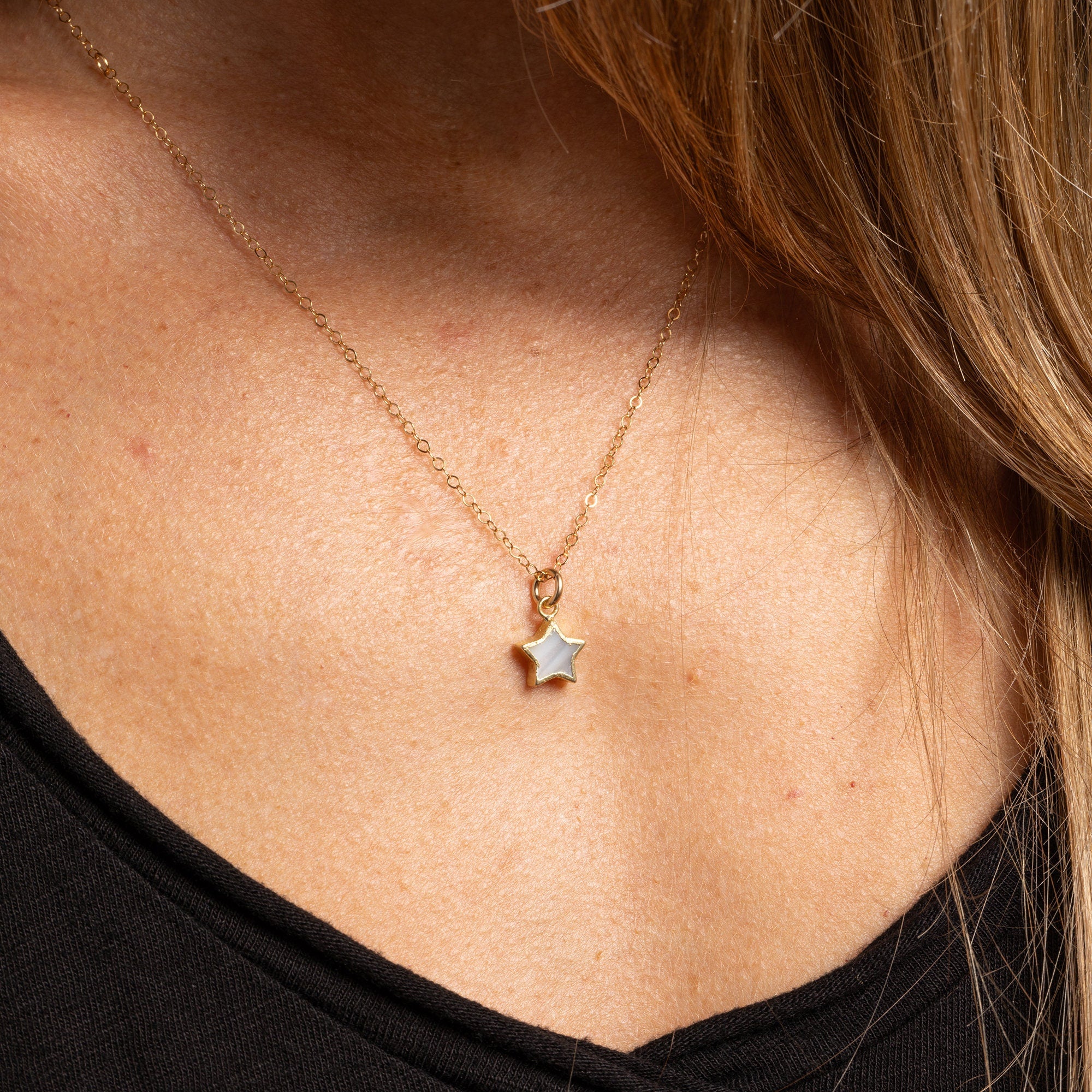 Mother of pearl Star pendant necklace on 14k Gold Filled Chain Necklaces Soul & Little Rose   