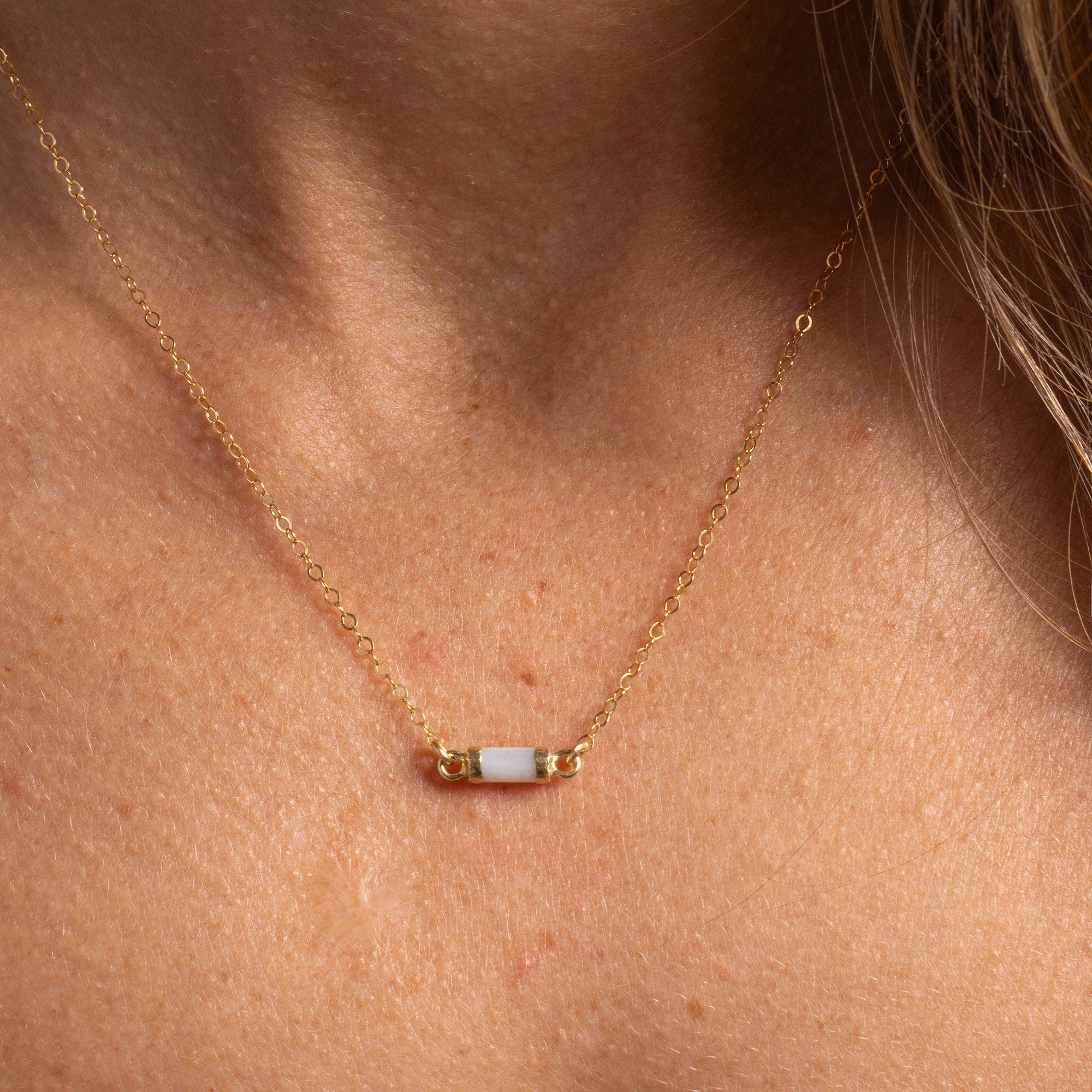 Mother of Pearl mini bar necklace 14k Gold Filled Necklaces Soul & Little Rose   