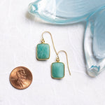 Amazonite Emerald Cut Drop Gold Earrings Earrings Soul & Little Rose   