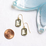 Green Amethyst Emerald Cut Drop Gold Drop Earrings Earrings Soul & Little Rose   