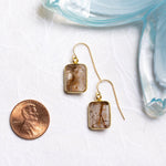 Copper Rutilated Quartz Emerald Cut Drop Earrings 14k Gold Ear wires Earrings Soul & Little Rose   