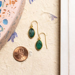 Raw Emerald Marquise Cut Drop Earrings 14k Gold Filled Ear wires Earrings Soul & Little Rose   