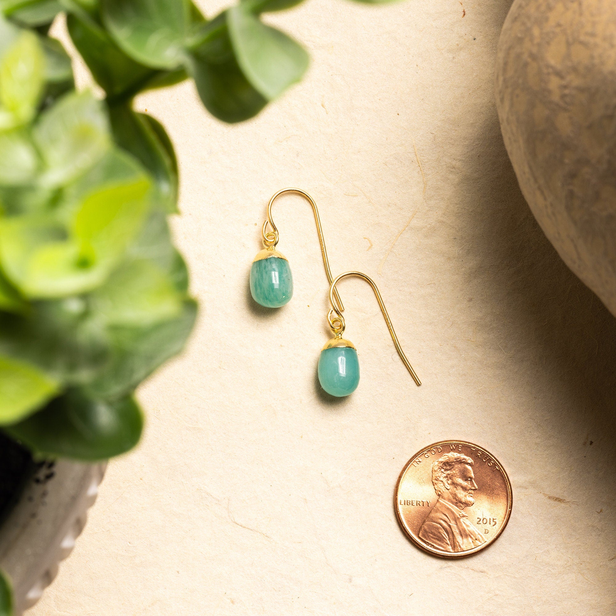 14K Gold Fill Multi Stone Earrings, Amazonite Threader Earrings, Spring Summer Jewelry, Unique Wire shops Wrapped Earrings, Peach & Green Earrings