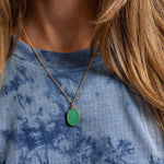 Chrysoprase Gold Oval Pendant 14k Gold Filled Curb Chain Necklace Necklaces Soul & Little Rose   