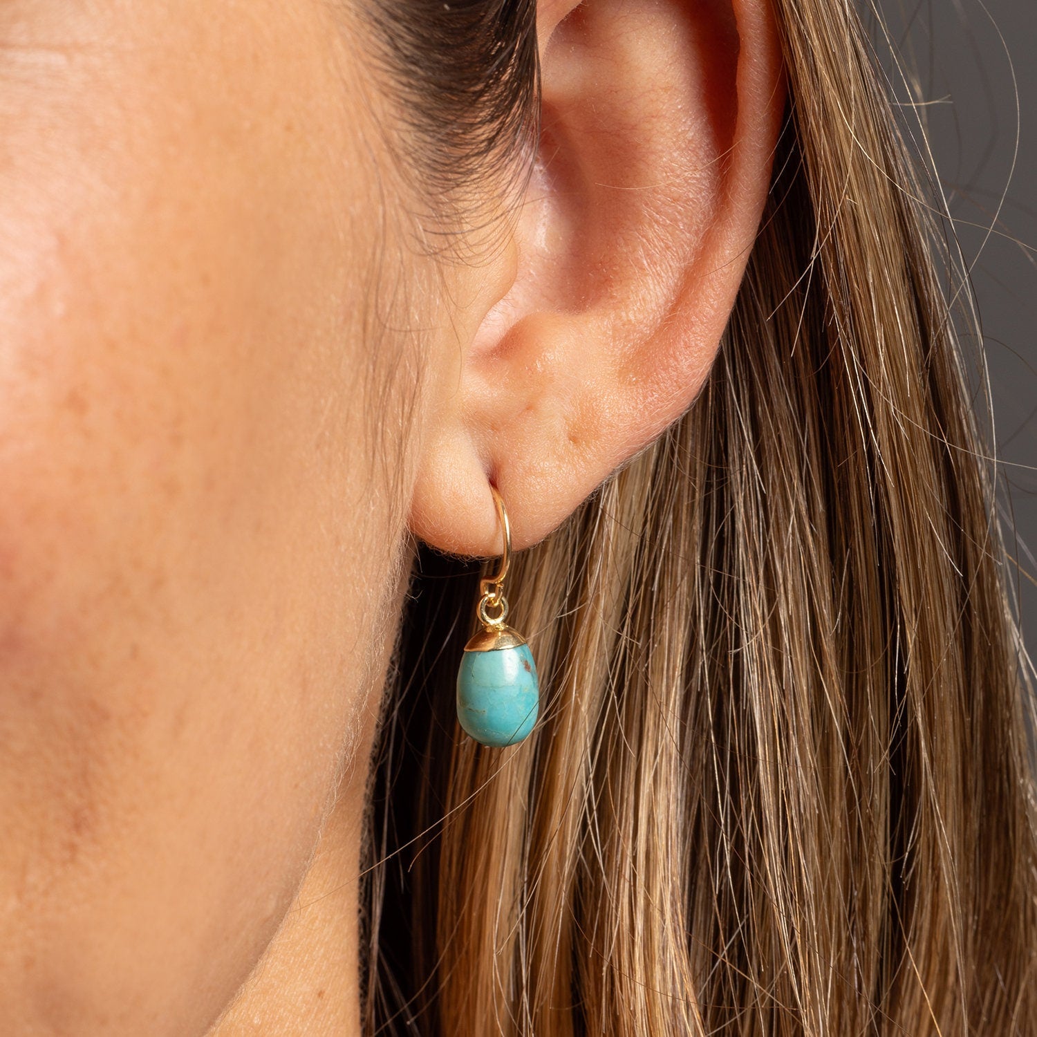 Turquoise Gold Drop Earrings - 14k Gold Filled Hook Ear wire Earrings Soul & Little Rose   