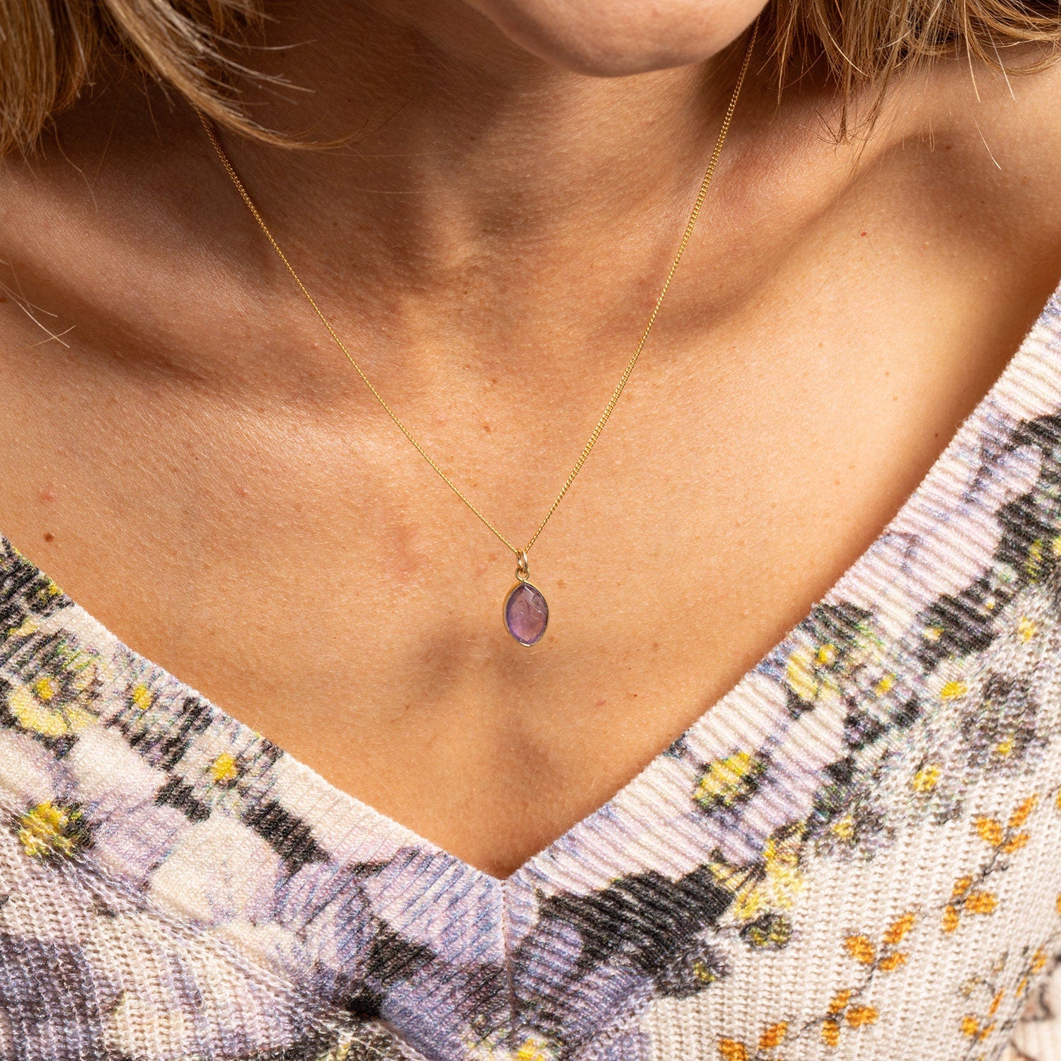 Purple Amethyst Marquise Drop Pendant Necklace 14k Gold Filled Chain Necklaces Soul & Little Rose   