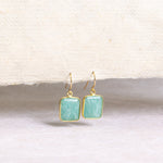 Amazonite Emerald Cut Drop Gold Earrings Earrings Soul & Little Rose   