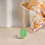 Chrysoprase Gold Oval Pendant 14k Gold Filled Curb Chain Necklace Necklaces Soul & Little Rose   