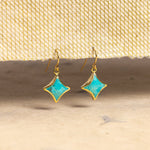 Turquoise Four Point Star Gold Drop Earrings Earrings Soul & Little Rose   