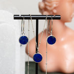 Lapis Lazuli Silver Jewelry Set - Circle Pendant Necklace AND matching dangle earrings Necklace and Earrings Set Soul & Little Rose   