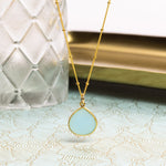 Aqua Chalcedony Drop Pendant Necklace on Satellite Chain Necklaces Soul & Little Rose   