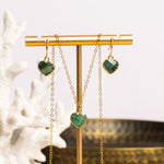 Raw Emerald heart necklace and earrings gold jewelry set Necklace and Earrings Set Soul & Little Rose   