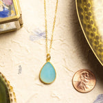 Blue Chalcedony Gold Drop Necklace 14k Gold Filled Chain Necklaces Soul & Little Rose   