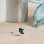 Chrysocolla Horn Charm Pendant Necklace on 14k Gold Filled Chain Necklaces Soul & Little Rose   