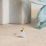 Dainty Gold Rainbow Moonstone Horn Shaped Pendant Necklace  Soul & Little Rose   