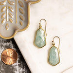 Aquamarine Large Hexagon Drop Earrings on 14k Gold Filled Earwires Earrings Soul & Little Rose