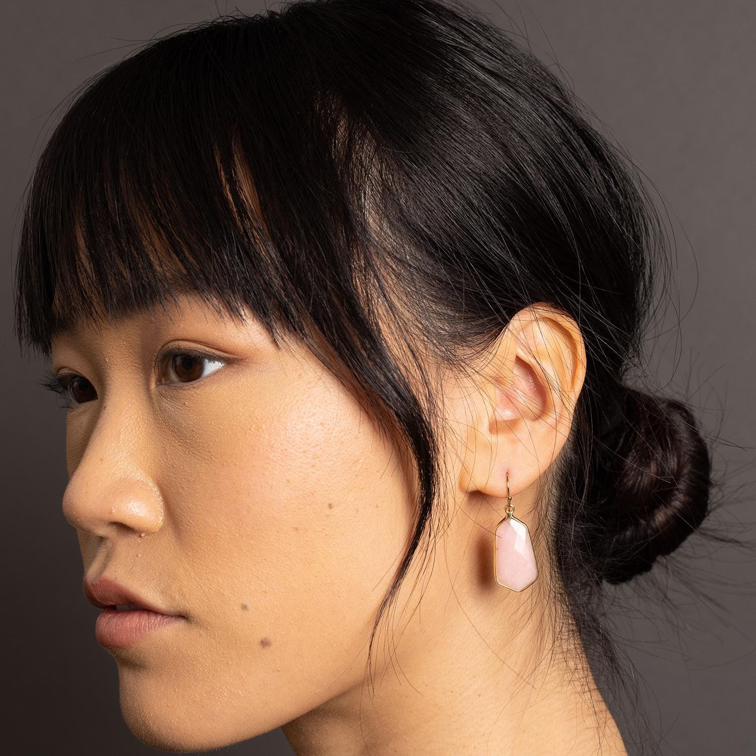Pink Opal Large Hexagon Drop Earrings on 14k Gold Filled Earwires Earrings Soul & Little Rose